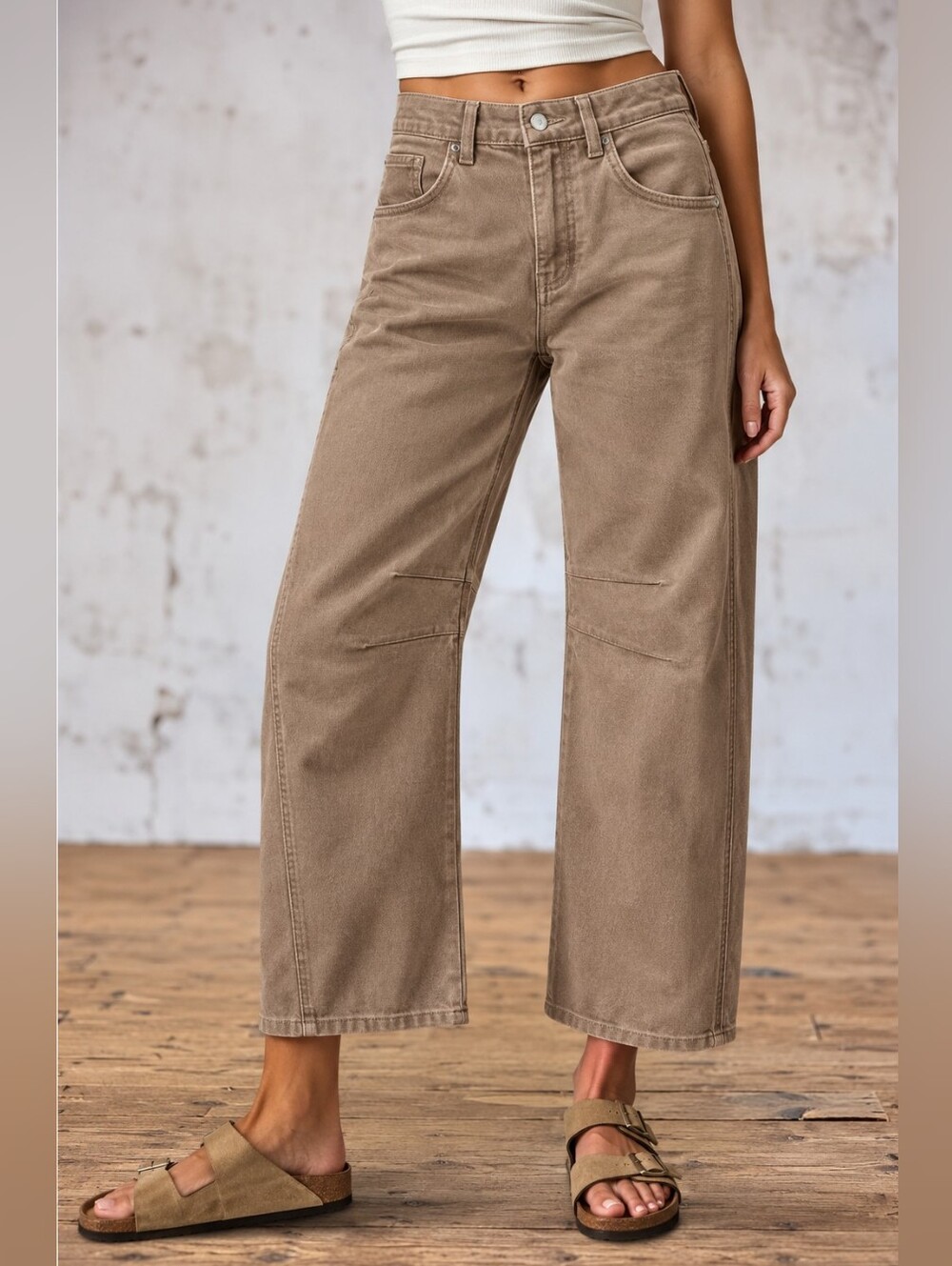 Flamingals Mid-rise Straight Leg Wide Cropped Pants In Navy NWT Women's Medium